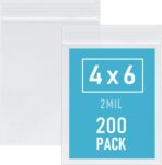 4 x 6 Inch 200Pcs Small Plastic Bags, 2 Mil Small Zip Bag, Transparent Jewelry Bags Reclosable, Clear Mini Baggies, Resealable Lock Poly Bag for Pill, Beads, Screws, Packaging - Image 2