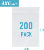 4 x 6 Inch 200Pcs Small Plastic Bags, 2 Mil Small Zip Bag, Transparent Jewelry Bags Reclosable, Clear Mini Baggies, Resealable Lock Poly Bag for Pill, Beads, Screws, Packaging - Image 5