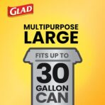 Glad Trash Bags, Strong Quick-Tie Large Garbage Bags - 30 Gallon - 21 Count (Package May Vary) - Image 5