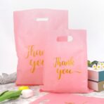 100 Pack Thank You Bags, 9x12 Inch Thank You Merchandise Bags Extra Thick Reusable Plastic Shopping Bag with Handles Goodie Bag for Small Business Retail Boutique Wedding Birthday Party Gifts (Pink) - Image 5
