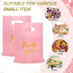 100 Pack Thank You Bags, 9x12 Inch Thank You Merchandise Bags Extra Thick Reusable Plastic Shopping Bag with Handles Goodie Bag for Small Business Retail Boutique Wedding Birthday Party Gifts (Pink) - Image 6