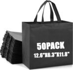 50Pcs Reusable Non Woven Shopping Bags Large Foldable Totes Bag with Handles Grocery Handbag Bulk for Boutiques - Image 2