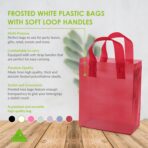 Prime Line Packaging Red Frosted Bags, Plastic Shopping Bags Small with Handles, Christmas Gift Wrapping Bags, Holiday Season, Birthdays, Valentine's Day, Bulk, 8x4x10, 100 Pack - Image 3