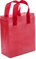 Prime Line Packaging Red Frosted Bags, Plastic Shopping Bags Small with Handles, Christmas Gift Wrapping Bags, Holiday Season, Birthdays, Valentine's Day, Bulk, 8x4x10, 100 Pack - Image 7