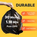 33 Gallon Trash Bags, 30 Micron Heavy Duty Pure LDPE Garbage Can Liners, 33" x 39" Large, Black, 100 Count - Image 5