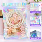 ANZNKU Holographic Bags 5x7 Mylar Bags Resealable 50PCS, Packaging Bag Smell Proof Pouches Baggies for Goodie Snack Easter Candy Jewelry Freshie Party Favor, Small Plastic Gift Bag for Small Business - Image 7