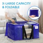 BlissTotes 6 Pack Moving Bags with Clear Window, Storage Bags with Strong Carrying Handles & Zippers,Large Packing Bags for Saving Space, Alternative to Moving Boxes(Blue,24 Gallon) - Image 3