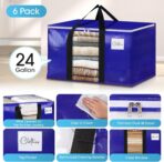 BlissTotes 6 Pack Moving Bags with Clear Window, Storage Bags with Strong Carrying Handles & Zippers,Large Packing Bags for Saving Space, Alternative to Moving Boxes(Blue,24 Gallon) - Image 5