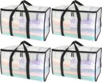 BALEINE 4-Pack Oversized Moving Bags with Reinforced Handles, Heavy-Duty Storage Tote for Clothes, Moving Supplies (Clear, 4-Pack) - Image 9