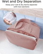 BAGSMART Travel Toiletry Bag, Lightweight Large Wide-open Travel Bag for Women, Puffy Cosmetic Makeup Bag Organizer with Handle for Accessories,Essentials, Toiletries, Dark Pink - Image 5