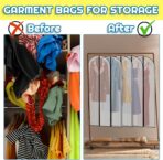 Amylove 40 Pcs 24 x 60 Inch Garment Bags for Hanging Clothes, Dress, Gown, Coat & Suit Storage Bags with Zipper - Dustproof Cover for Closet Clothes Storage Travel (White Black) - Image 6