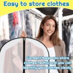 Amylove 40 Pcs 24 x 60 Inch Garment Bags for Hanging Clothes, Dress, Gown, Coat & Suit Storage Bags with Zipper - Dustproof Cover for Closet Clothes Storage Travel (White Black) - Image 7