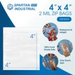 Spartan Industrial - 4” X 4” (1000 Count) 2 Mil Clear Reclosable Zip Plastic Poly Bags with Resealable Lock Seal Zipper - Image 3