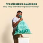 HoldOn 13-Gallon Trash Bags – Tall Kitchen Trash Bags with Drawstring Handles for Tall Trash Bins, Heavy-duty and Compostable, Large Trash Bags (40 bags, Pack of 2) - Image 5