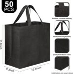 JERIA Black Reusable Totes Bag with Reinforced Handles Non Woven Bulk Shopping Bags - Image 4