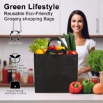 JERIA Black Reusable Totes Bag with Reinforced Handles Non Woven Bulk Shopping Bags - Image 5