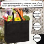 JERIA Black Reusable Totes Bag with Reinforced Handles Non Woven Bulk Shopping Bags - Image 7