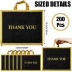 Sweetude 200 Pcs Black Thank You Plastic Shopping Bags with Handle 12 x 15 In Merchandise Boutique Bags for Small Business Gifts Stores - Image 3
