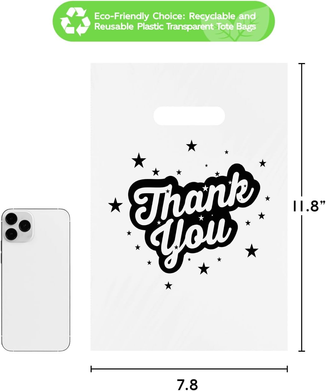 Plastic Shopping Bag for Small Business 11.8" Merchandise Bag Die Cut with Handle Store Retail - Colorful - Image 3