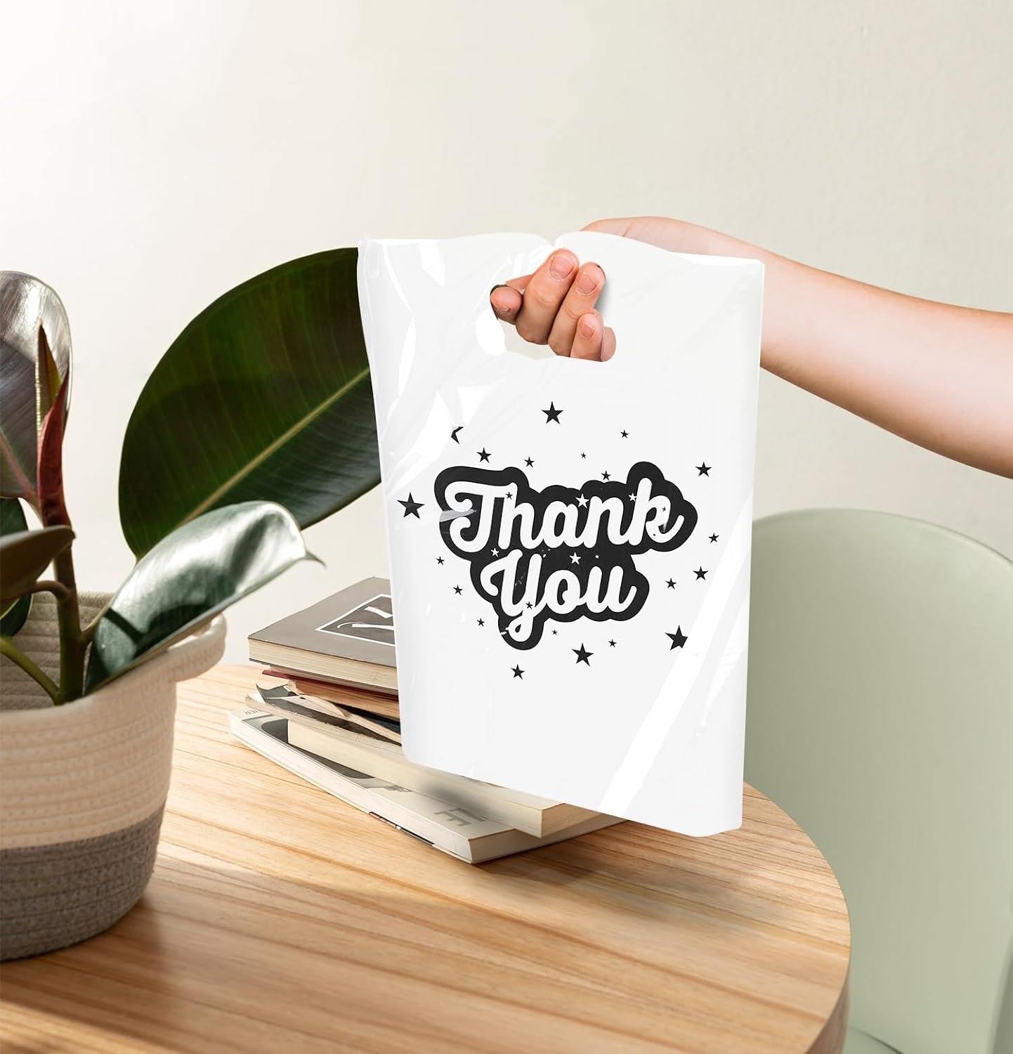Plastic Shopping Bag for Small Business 11.8" Merchandise Bag Die Cut with Handle Store Retail - Colorful - Image 6