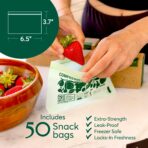 Cleanomic Compostable* Snack Size Food Storage Bags (50 Eco Zip) Freezer and Leak Proof, Also Available Gallon, Quart and Sandwich Size Bags - Image 6