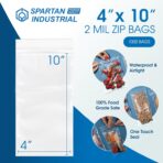 Spartan Industrial - 4” X 10” (1000 Count) 2 Mil Clear Reclosable Zip Plastic Poly Bags with Resealable Lock Seal Zipper - Image 3
