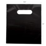 Practicon Plastic Merchandise Bag with Die Cut Handle, 7-3/4" x 9" Size, 2 Mil Bag, 100 Pack, Black - Image 3