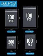 500 PCS Small Plastic Bags, Mini Resealable Bags, 4 Different Sizes Small Jewelry Clear Storage Poly Bag for Packaging, Candy, Pill - Image 3