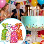 Pajean 100 Pcs Cellophane Treat Bags, Polka Dots Goodie Star Party Favor Treat Candy Bags with 100 Twist Ties Rainbow Stars Theme for Birthday Pride Day Party Supplies (Dot Style) - Image 8