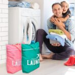 Fiodrimy 2 Pcs Large Travel Laundry Bags - Washable Waterproof Wet Dry Bags for Dirty Clothes, Swimsuits, Workout & Gym Clothes - Pink & Blue - Image 8