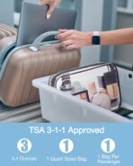 BAGSMART Clear Toiletry Bag, 2 Pack TSA Approved Travel Toiletry Bag Carry on Travel Accessories Bag Airport Airline Quart Size Bags Water Repellent Makeup Cosmetic Bag for Women (Black-2pcs) - Image 4