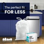 Plasticplace Custom Fit Trash Bags, Compatible with Simplehuman Code R (100 Count) White Drawstring Garbage Liners 2.6 Gallon/ 10 Liter 16.5" x 18" - Image 6