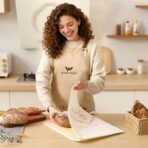 WiNDANCE Wide Zipper Access Beeswax Bread Bags for Homemade Bread - 2 Packs XL Reusable Organic Beeswax Linen Cotton Sourdough Bag, Homesteading Essentials Sourdough Bags with Zip to Keep Fresh - Image 4