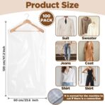 100 Pack Plastic Dry Cleaning Bags, Clear Dust-Proof and Moisture-Proof Clothing Storage Bags, Suitable for Dry Cleaning, Travel, Storage, Moving, 23.6×47.2 Inches - Image 3