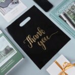 100 Pack Thank You Bags for Small Business, 9 x 12 Inch Plastic Shopping Bags with Handles Retail Merchandise Bag Extra Thick Gift Bag Bulk (Black) - Image 8