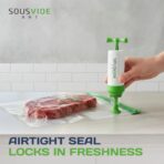 SOUSVIDE ART 37pcs Reusable Vacuum Seal Bags with Vacuum Sealer - 30 Cooking and Storage Bags of 3 Sizes with Pump and Sous Vide Cooker Accessories - Food Safe Kit, Keeps Food Fresh - Image 5
