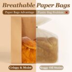 FUNFERY 30 Pcs Sourdough Bread Bags for Home Made Bread Sourdough,Large Paper Bags for Breads Gifting with Window & Cute Seal Stickers,Loaf Bags for Bakery Packaging and Storage(12.79"x8.26"x3.54") | breathable material, cute sticker - Image 3