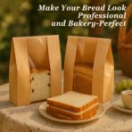 FUNFERY 30 Pcs Sourdough Bread Bags for Home Made Bread Sourdough,Large Paper Bags for Breads Gifting with Window & Cute Seal Stickers,Loaf Bags for Bakery Packaging and Storage(12.79"x8.26"x3.54") | breathable material, cute sticker - Image 4