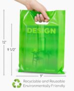 Merchandise Bags Lime Green Color 100 Bags 9"x12" Size 1.5Mil Thick Glossy With Handles - Image 6
