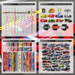 108PCS Race Car Party Favors - Themed Birthday Goodie Bags with Party Straws, Bubble Slap Bracelets, DIY Car Stickers, Pencil Caps - Image 4