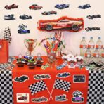 108PCS Race Car Party Favors - Themed Birthday Goodie Bags with Party Straws, Bubble Slap Bracelets, DIY Car Stickers, Pencil Caps - Image 7