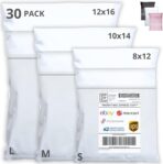Shipping Bags (30 Pack) with Label Pouch - 8x12, 10x14 & 12x16 - Poly Mailers for Clothes, Self-Seal Plastic Mailing Envelopes - Tear & Water-Resistant Packaging Bags for Clothing, Not Padded - Image 2