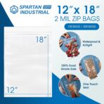 Spartan Industrial - 12” X 18” (100 Count) 2 Mil Clear Reclosable Zip Plastic Poly Bags with Resealable Lock Seal Zipper - Image 3