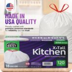 Heavy-Duty Trash Bags – 120 count, 18 Gallon White, Ultra Thick Drawstring Garbage Bags – Leak-Resistant for Home & Commercial Use, Big Trash Bags, Made in USA - Image 5