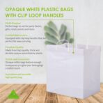 Prime Line Packaging White Plastic Bags, Shopping Gift Bags with Handles for Small Business, Food Service, Take Out, Delivery, Retail Bulk, 14x10x14.75, 50 Pack - Image 5