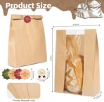 25 pcs Paper Bread Bags, Sourdough Bread Bags for Homemade Bread, Large Bakery Bags with Window for Packaging Baked Goods, Loaves, Label Seal sticker included - Image 3