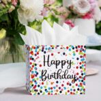 Horaldaily 13" Large Birthday Gift Paper Bags with Tissue Paper and Card, Happy Birthday Dots Streamers Gift Paper Bag for Men Women Kids Birthday,1Pcs - Image 5