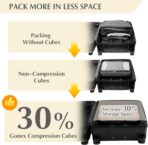 Gonex Compression Packing Cubes, 4pcs Expandable Storage Travel Luggage Bags Organizers (Cream) - Image 4