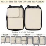 Gonex Compression Packing Cubes, 4pcs Expandable Storage Travel Luggage Bags Organizers (Cream) - Image 5