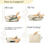 Gonex Compression Packing Cubes, 4pcs Expandable Storage Travel Luggage Bags Organizers (Cream) - Image 7